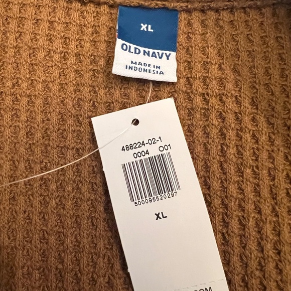 NWT Old Navy Thermal Knit Cropped Henley Caramel Long Sleeve Top, Size XL - Picture 8 of 8